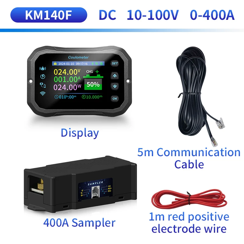 KM140F misuratore Coulomb con WIFI, rilevamento della corrente bidirezionale ad alta precisione, visualizza la tensione e l\'alimentazione della