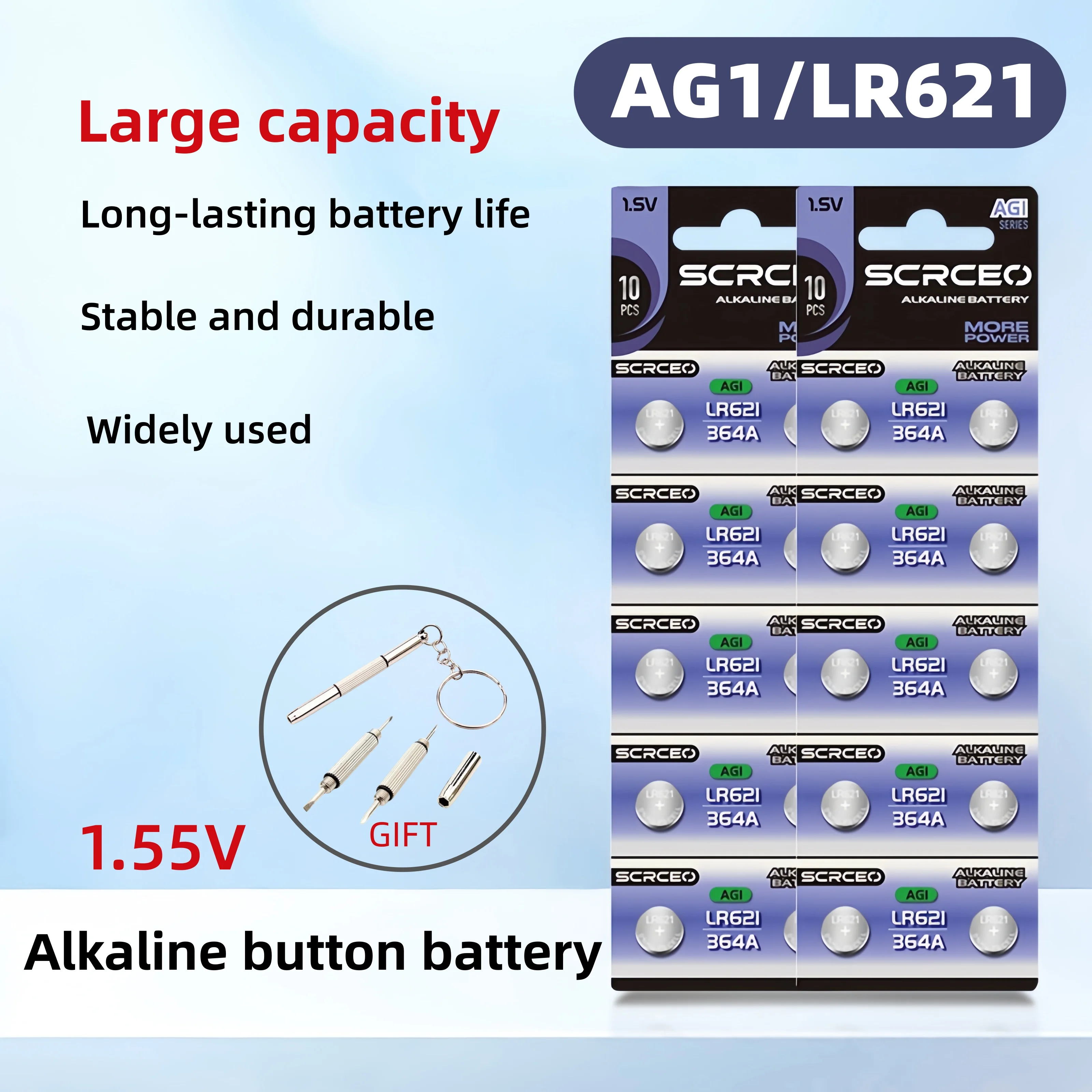 

The AG1 LR621 Button Battery, A Universal Model for Multiple Devices, Has A 1.55V Capacity and Is Leak-resistant