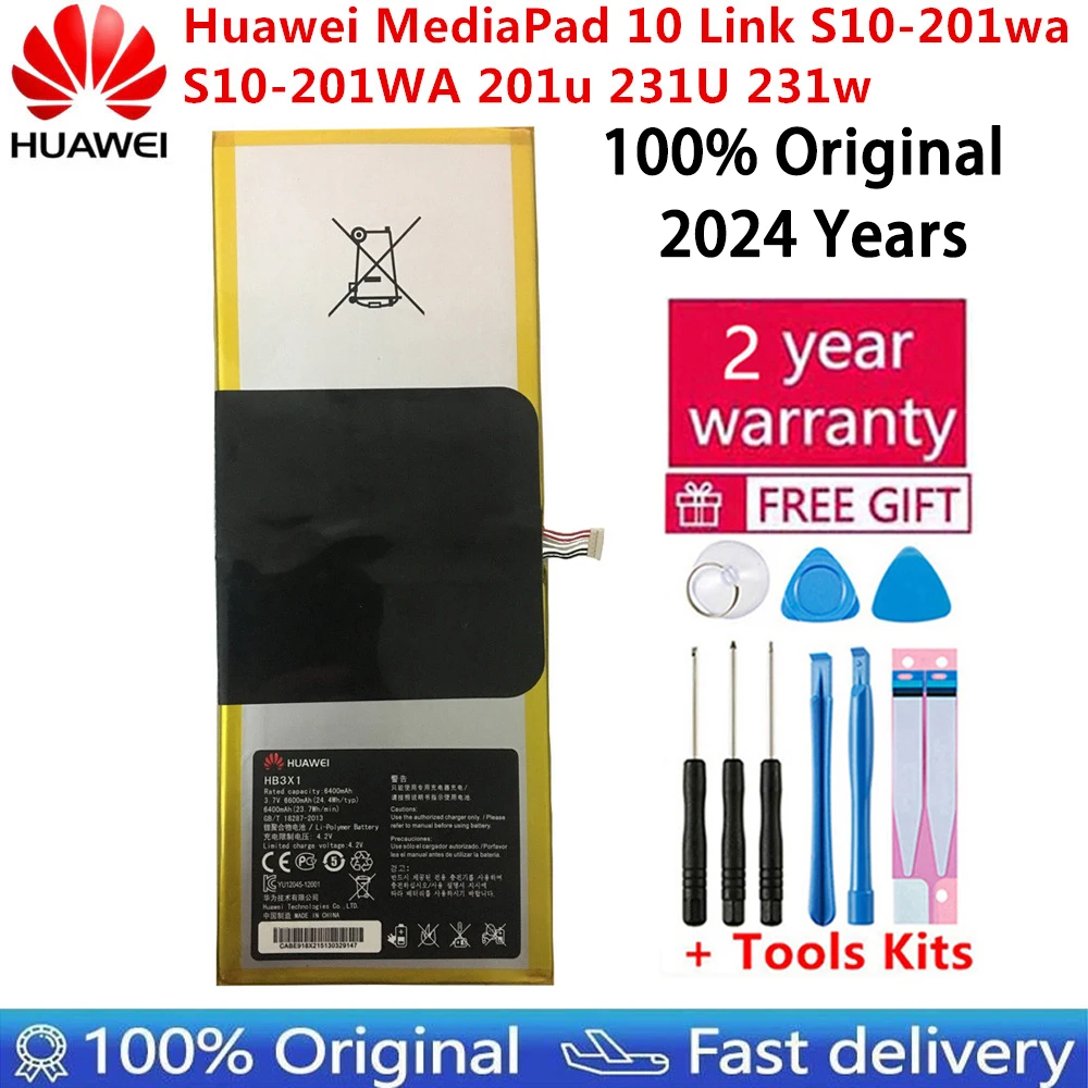 

6400mAh battery For Huawei MediaPad 10 Link S10-201wa S10-201WA 201u 231U 231w Tablet PC HB3484V3EAW-12/HB3X1 Batteries +tools