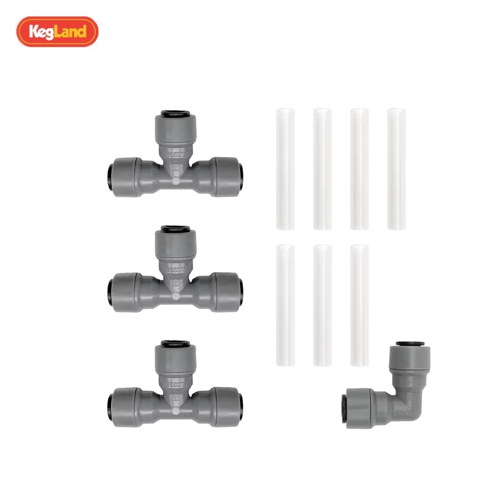 Kegland 4-head Fixed Plate Kits Include Plastic Elbow Quick Connector and PP Tube Beer Brewing Accessary