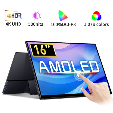 VCHANCE 16 ''Oled 4K Touchscreen Monitor portatile 500nits 100% DCI-P3 HDR Espandi Display da ufficio per PC Laptop Telefono XBox Switch
