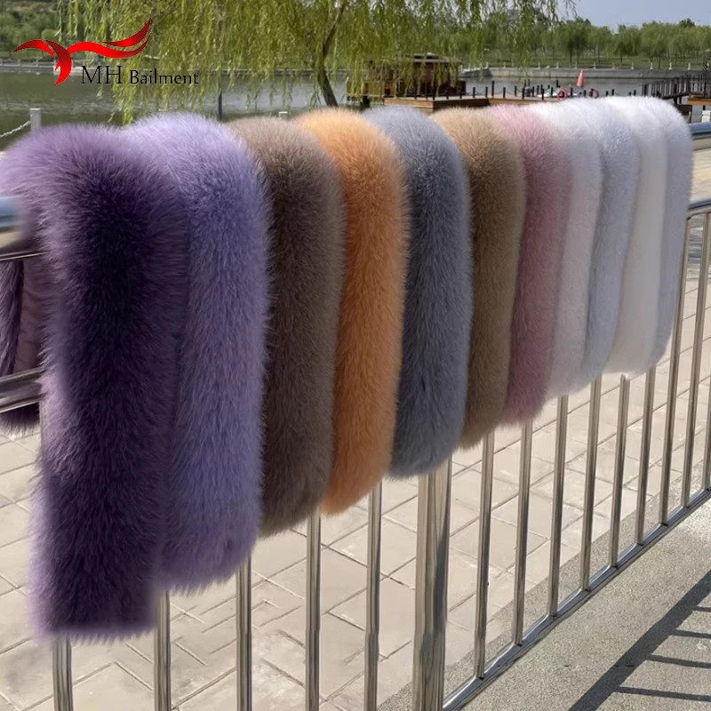 100% Real Fox Fur Collar For Women Luxury Warm Winter Coat Trim Scarf Thick Female Neck Warm Scarves Soft Natural Shawl