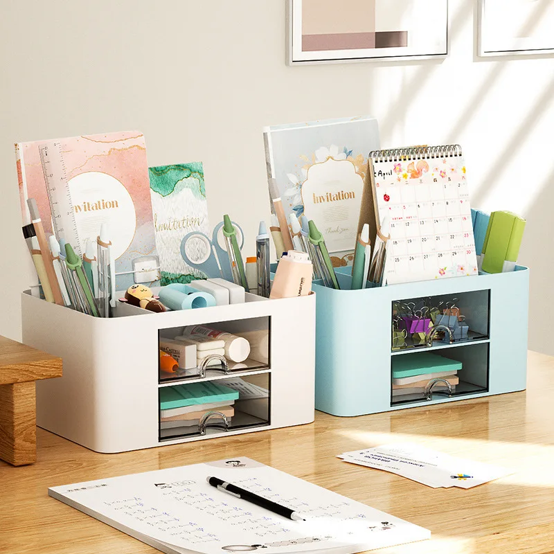 1PC Plastic Desktop Storage Supplies Pen Multi-compartment Storage Stationery Sorting and Sorting Small Items Storage Box