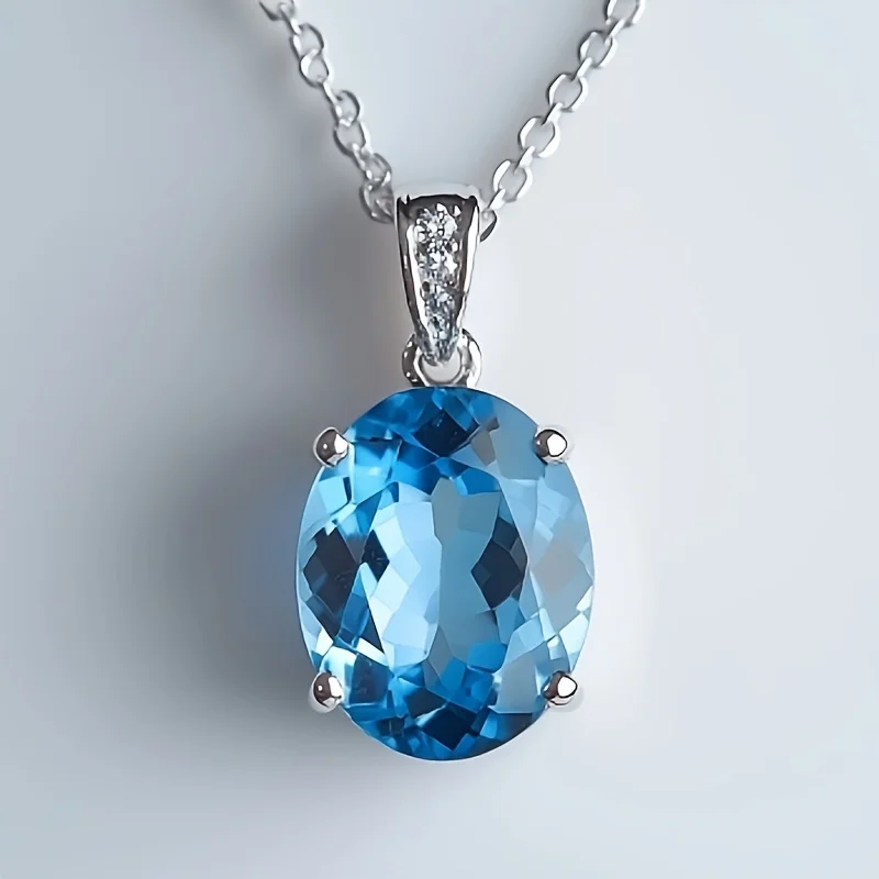 

SGARIT стерлингового серебра 925 пробы, аквамарин, драгоценный камень, кулон, ожерелье с топазом для женщин, ювелирные изделия, свадебная вечеринка, прекрасный подарок
