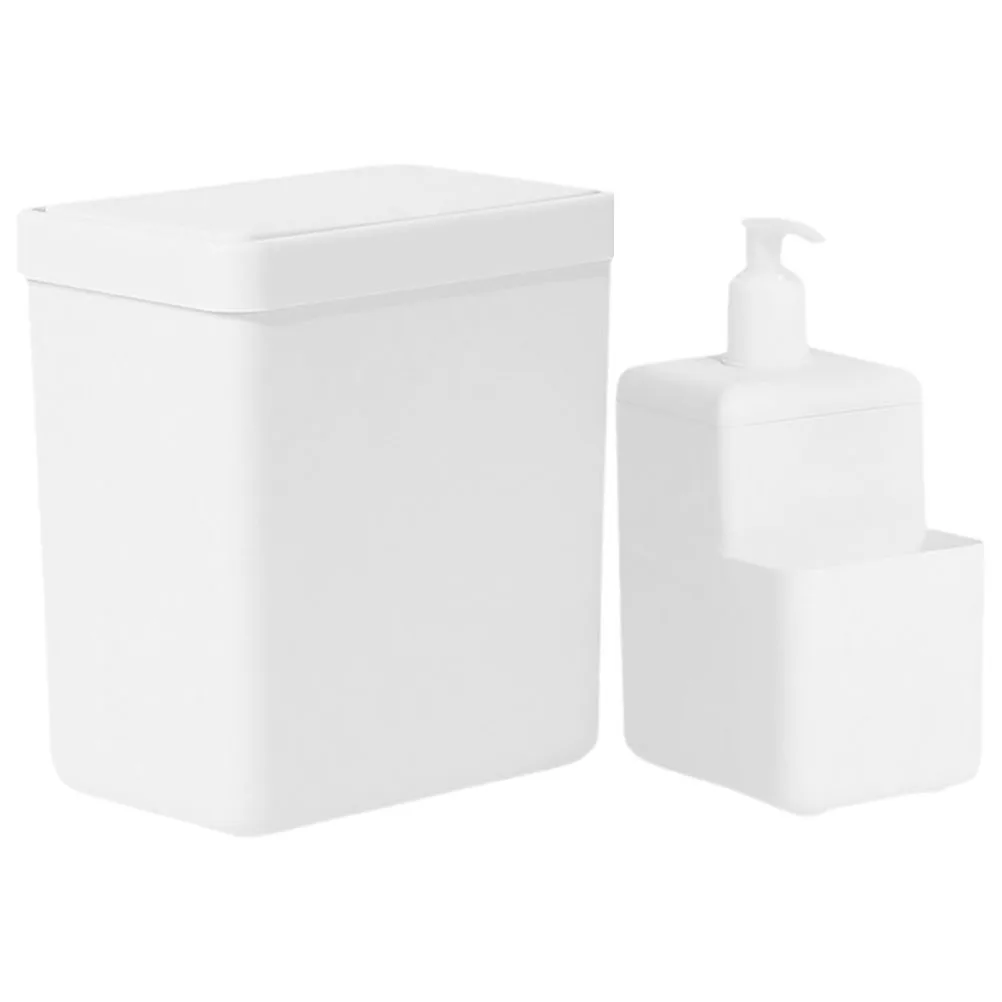 

1set 1Set Mini Desktop Trash Can With Lid Small Covered Garbage Bin For Bathroom Bedroom Kitchen Office White Slim Plastic Waste