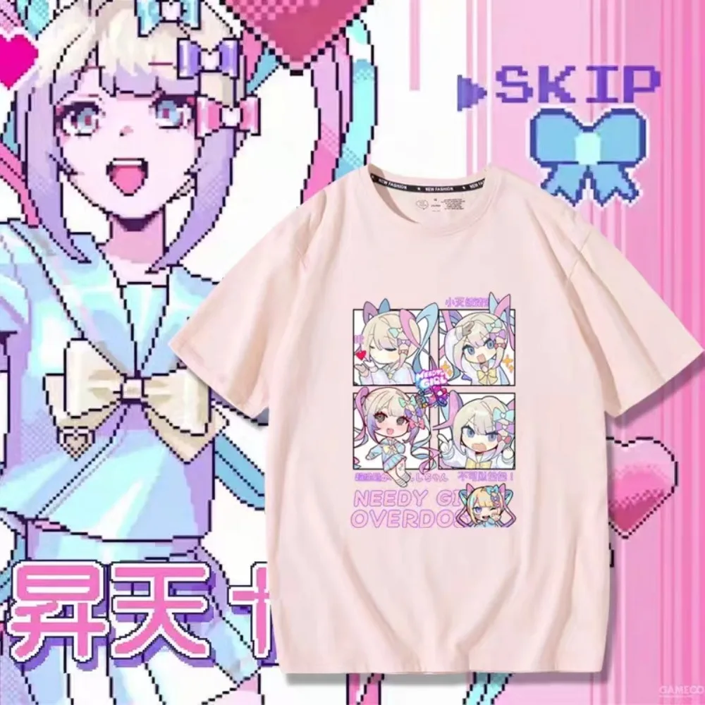 Camiseta de gran tamaño con estampado de Anime para mujer y hombre, Top bonito de algodón de Manga corta, ropa de pareja Kawaii de verano