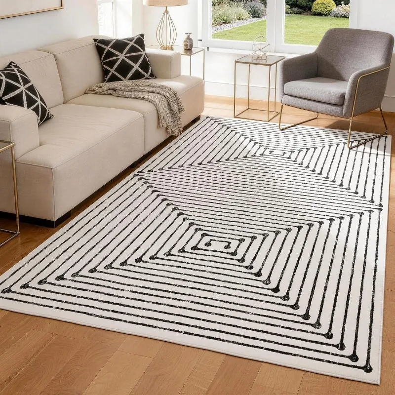 Modern Geometric Carpet Advanced Bedroom Area Rug Gentle To The Touch Non-slip Machine Washable Sofa Side Mat Tapis Alfombra 러그