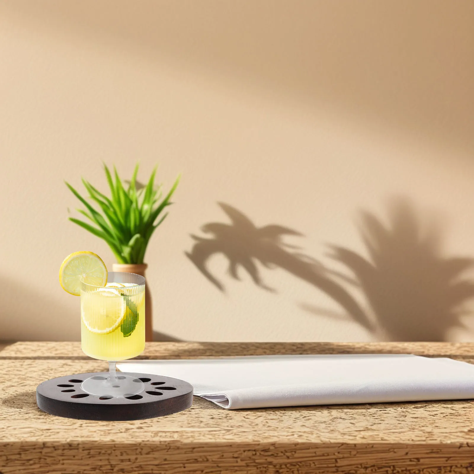 

Elegant Bamboo Lotus Root Coaster Heat Resistant Wooden Cup Pad Decorative Drink Holder Multipurpose Table Mat for Coffee Tea