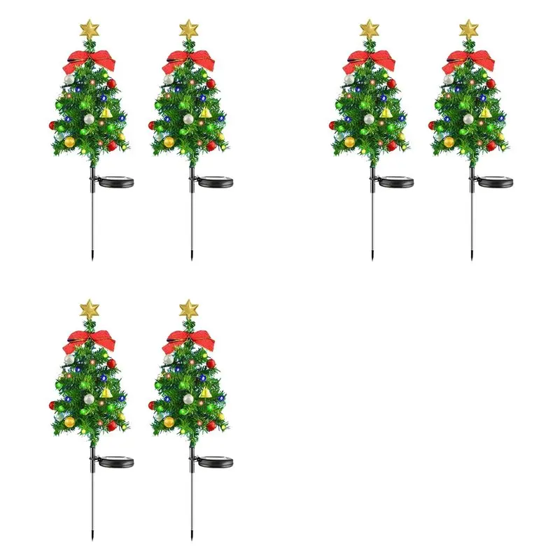 

AB41-6PCS Solar Christmas Tree Lights Outdoor Waterproof Solar Lights Xmas Tree Stake Lights Christmas Decorations
