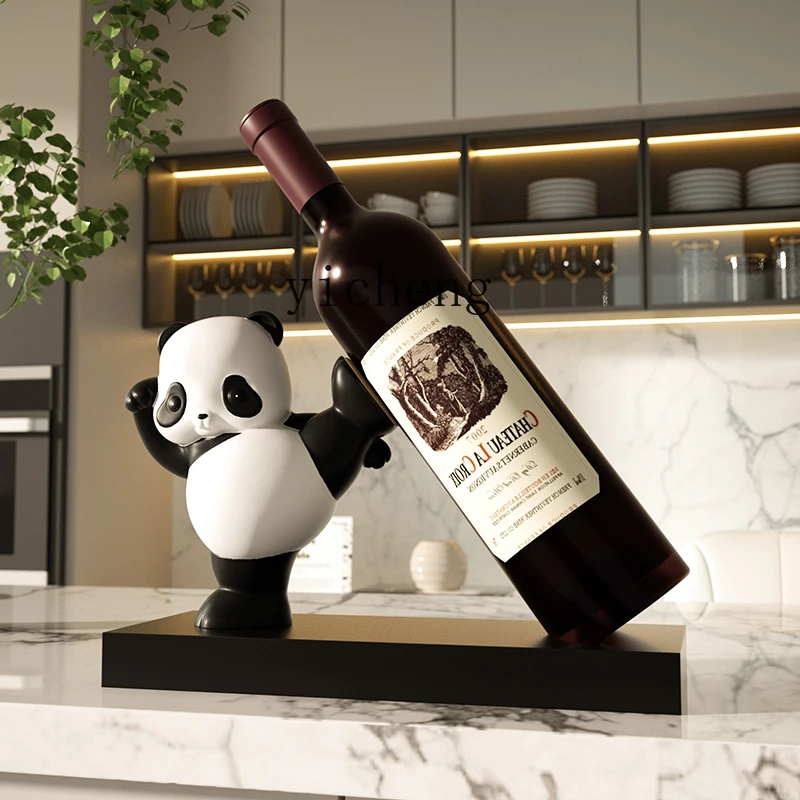 

LSL panda red wine rack ornament housewarming new house wine cabinet home accessories high-end living room