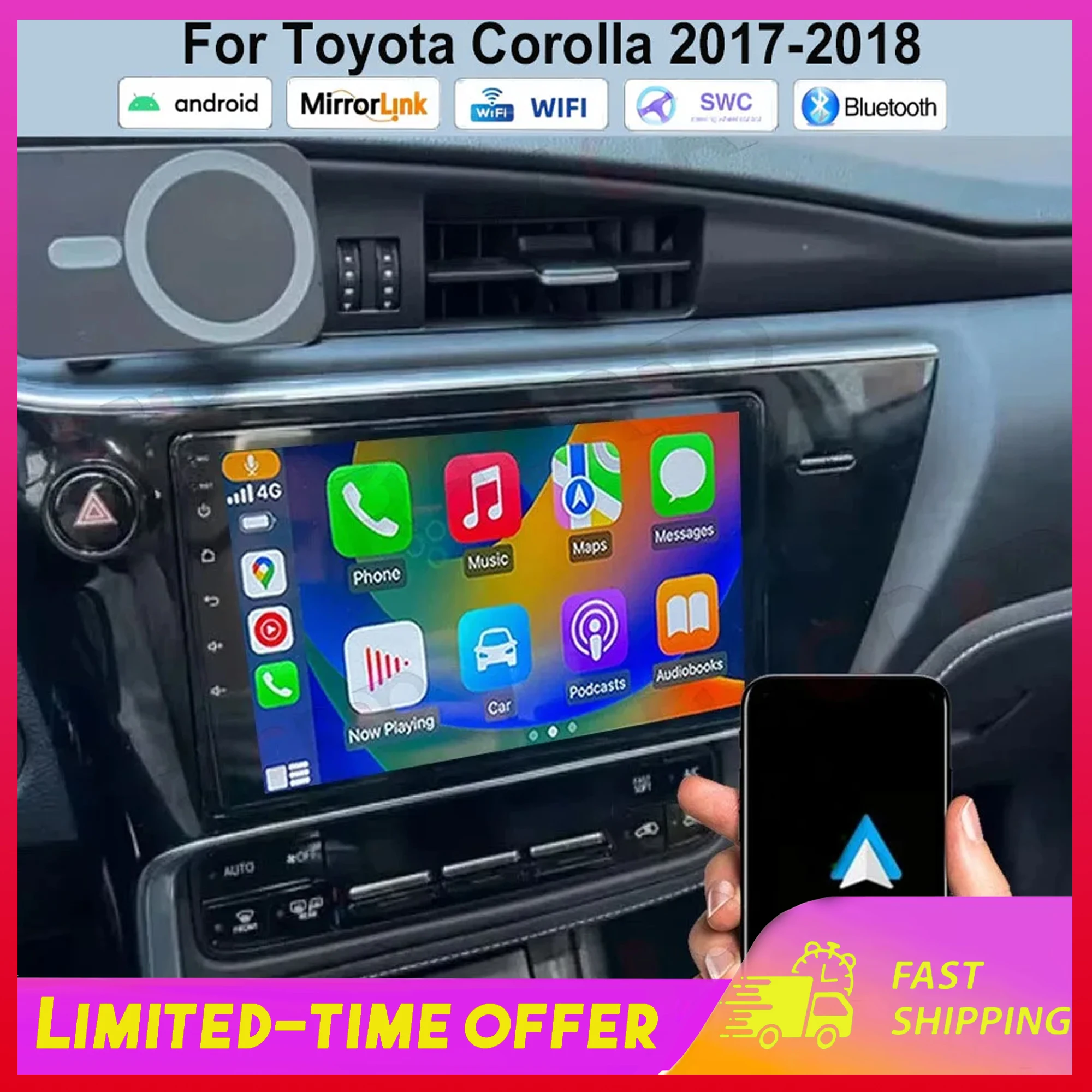 

Автомагнитола Android 15 с GPS-навигацией для Toyota Corolla 2017-2018, с Carplay, 9-дюймовым IPS AHD экраном, 2+32 ГБ, интеллектуальный мультимедийный плеер