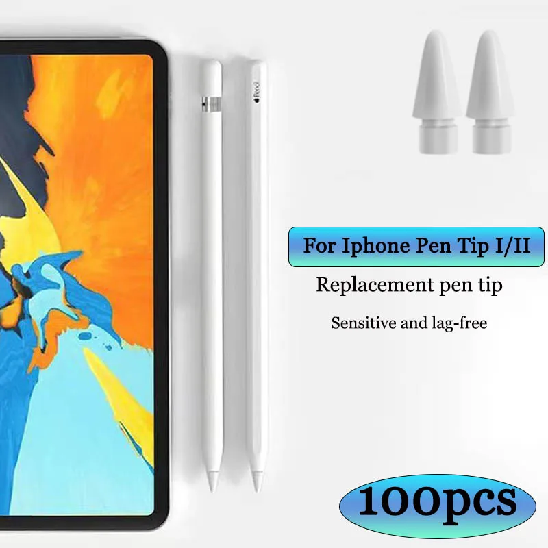 100 Buah untuk Iph Nib 1 2 Ganti Kepala Pena untuk iPad Aksesori Ponsel Tablet Gambar Layar Kapasitif Pengganti Pena Sentuh