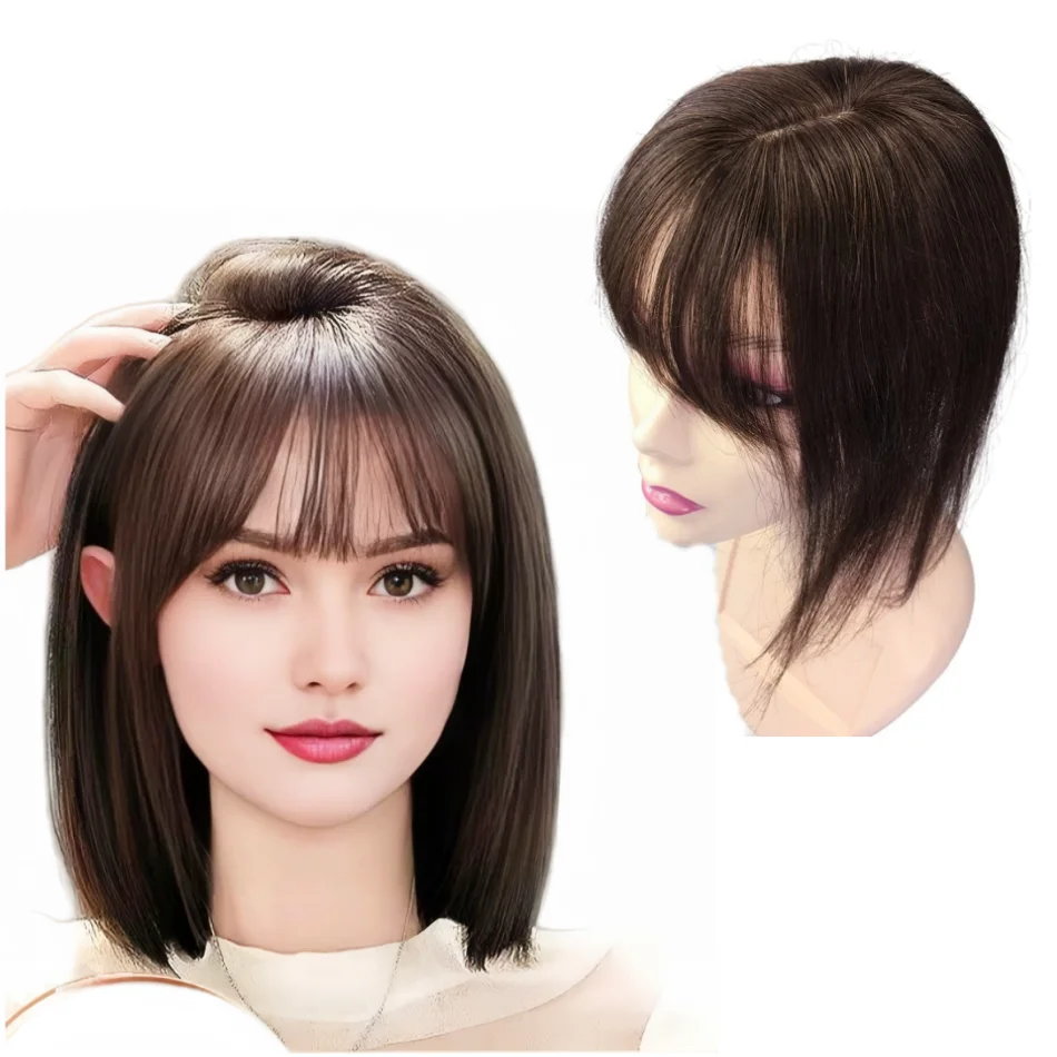 12inch Invisible Human Hair Toppers For Women 10x11cm Base Thin Clip In Wiglets Hairpiece for Mild Hair Loss Cover Grey Hair