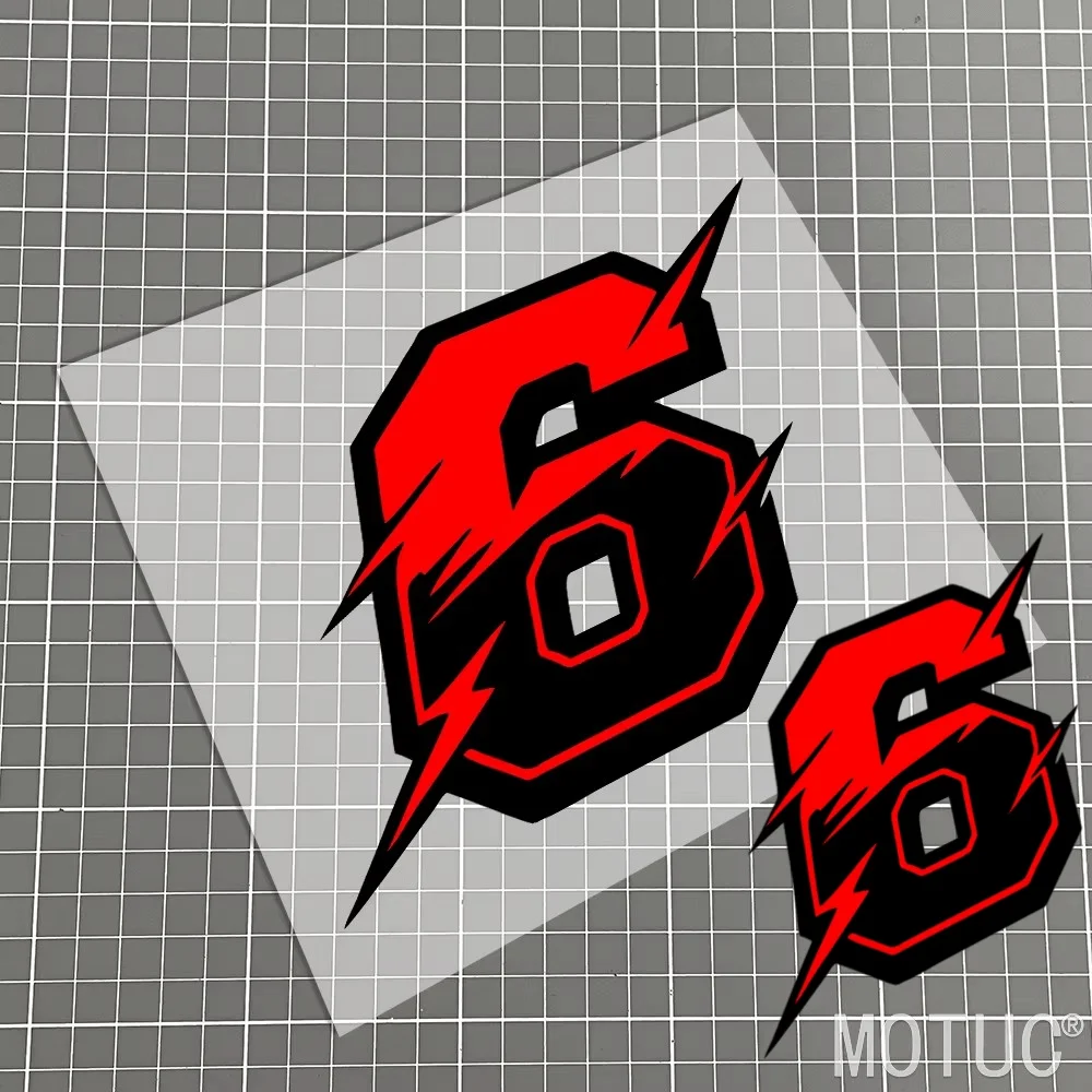 2Pcs Set Large & Small Red Lightning Racing Numbers 0-9, Waterproof Vinyl Stickers for Motorcycle Helmet and Car