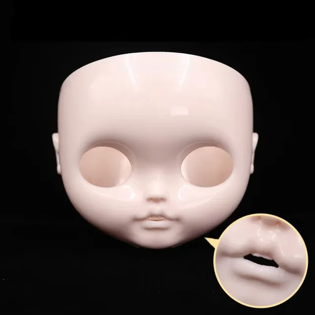 DBS Blyth Doll Icy Customized Face Open Mouth with Teeth Tongue White Skin Lips Carves Eyebrow Face with Backplate and Screws 6