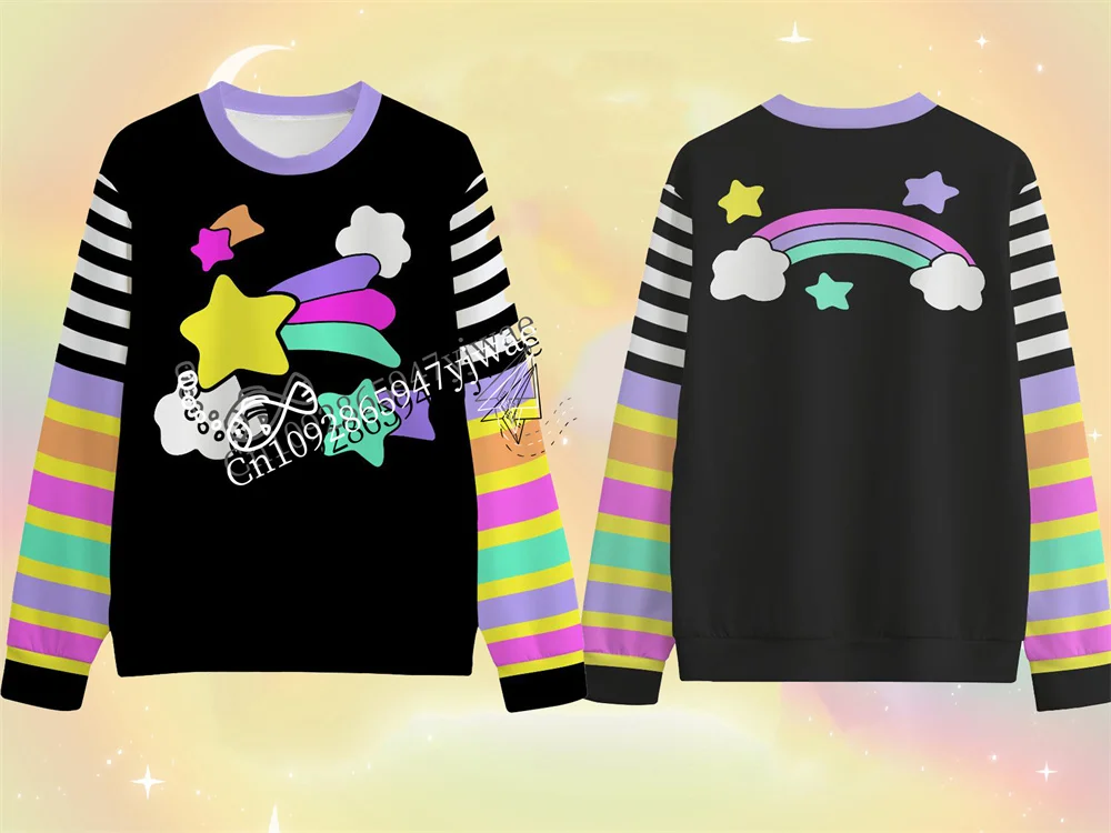 Harajuku Cat Clown Sweatshirt Funny Cartoon Colorful Cutecore Kitty Kawaii O-Neck Hoodie Autumn/Winter Children'S Adult Hoodie