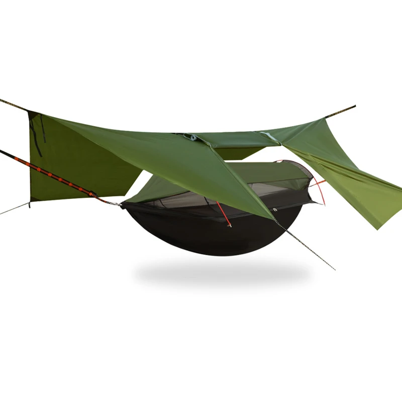 Image 4: Ensemble hamac avec moustiquaire et auvent - Tente d'arbre de camping extérieure - Hamac avec protection solaire et imperméabilisation