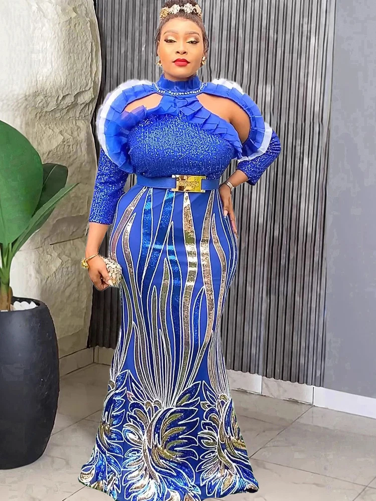 

Luxury Sequin Dresses For Women 2025 Africa Clothing Plus Size Mermaid Robe Wedding Party Prom Evening Gown African Dubai Abayas
