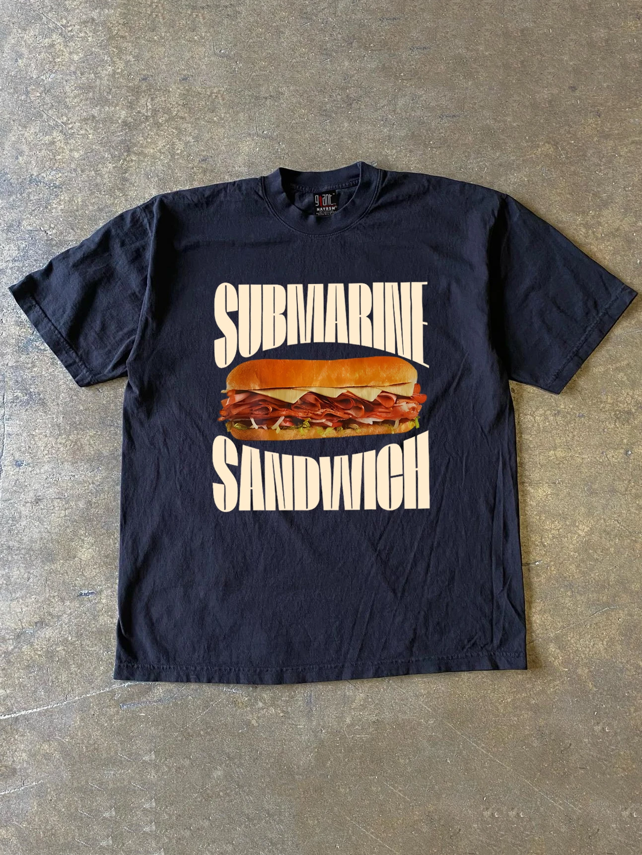 Pure Cotton 260g Heavyweight Short Sleeve T-Shirt with Burger Print American Retro Style by Xiao Chen Story Multi