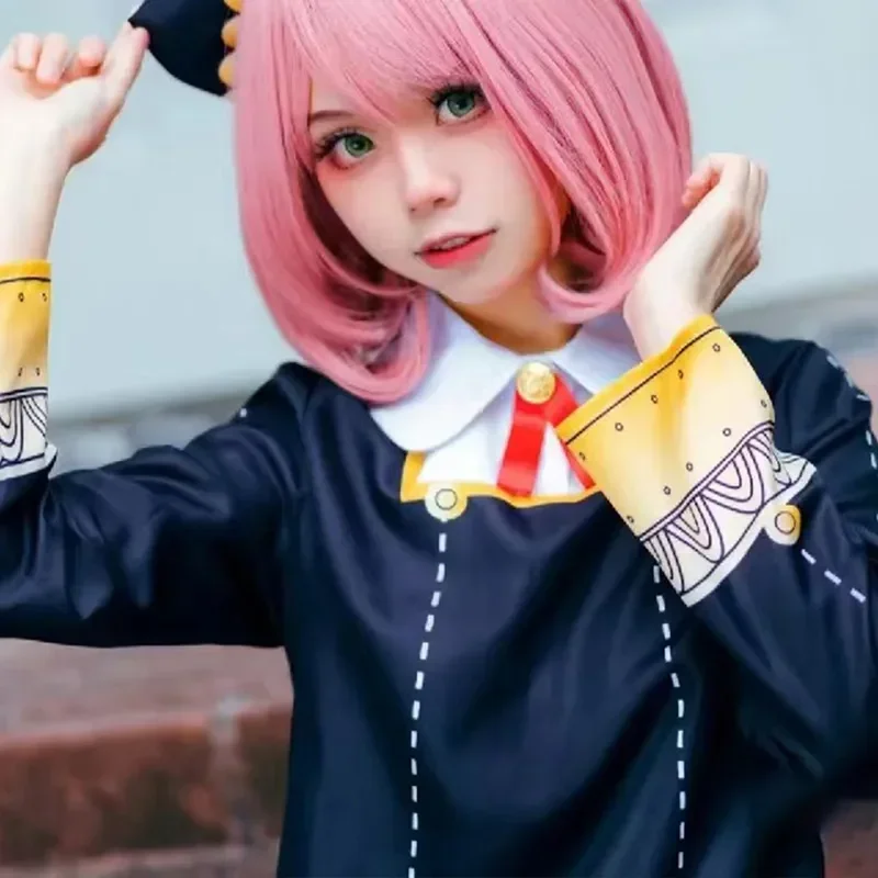 أنيمي أنيا مزور تأثيري جاسوس X الأسرة أنيا فورجر تأثيري فستان مُصمم حسب الطلب موحدة الوردي الباروكات القرن ملابس الهالوين للأطفال الكبار