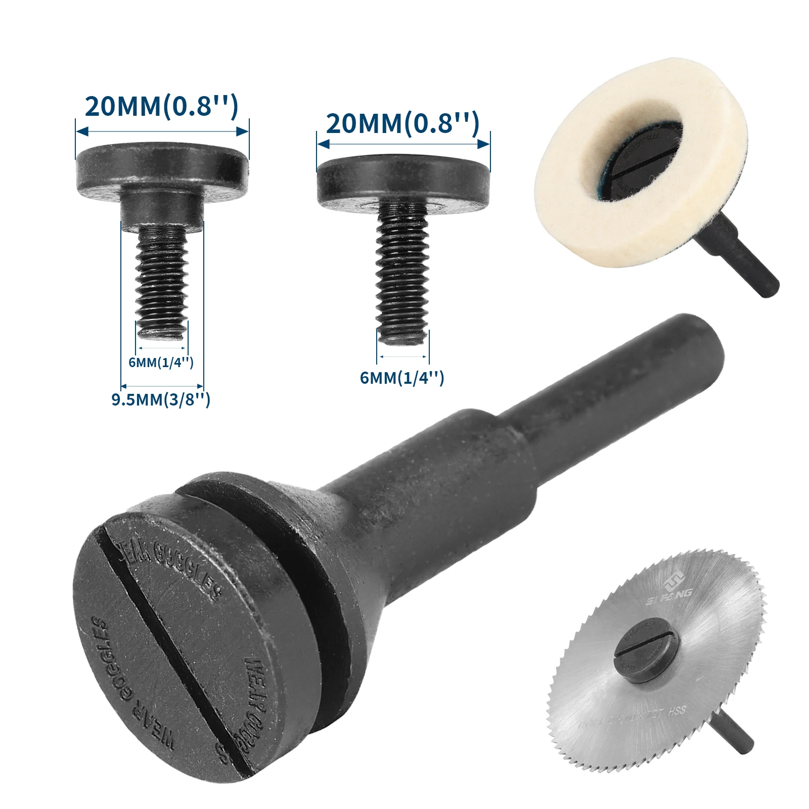 SI FANG Mounting Mandrel For Cut-Off Wheels Suitable for 6mm 9.5mm Hole Cutting Disc Grinding Wheel For Die Grinder Rotary Tool