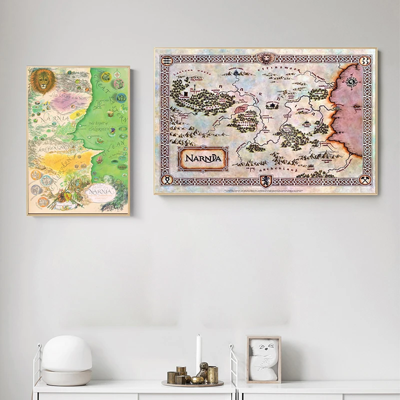 Chronicles of Narnia Map Art Prints Fantasy Poster A Map of Narnia and the Surrounding Countries Canvas Painting Home Decor