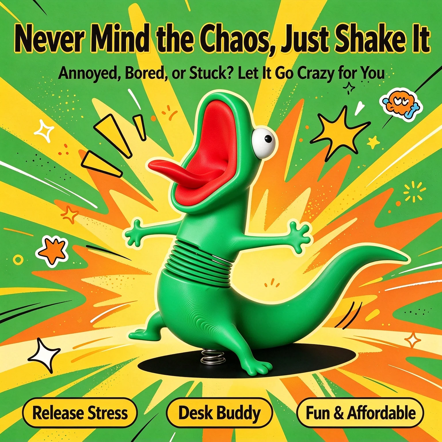 Shaking Lizard Car Dashboard Decoration Spring Dancing Bobble Funny Head Cute Stress Relief Ornament Auto Interior Accessories
