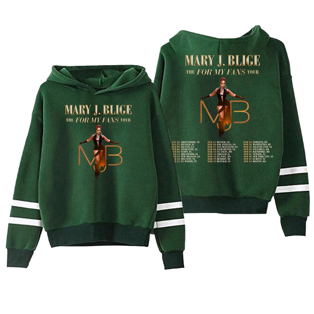 Mary J Blige The For My Fans Tour 2025 Hoodie Pocketless Parallel Bars Sleeve Streetwear Men Women Hooded Sweatshirt