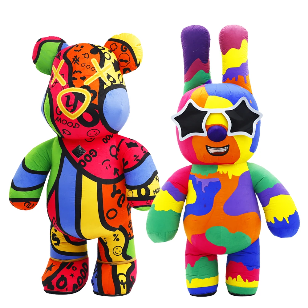 

Красочный звездный жестокий медведь плюшевый надувной костюм мультфильм косплей для взрослых унисекс Хэллоуин праздничный костюм