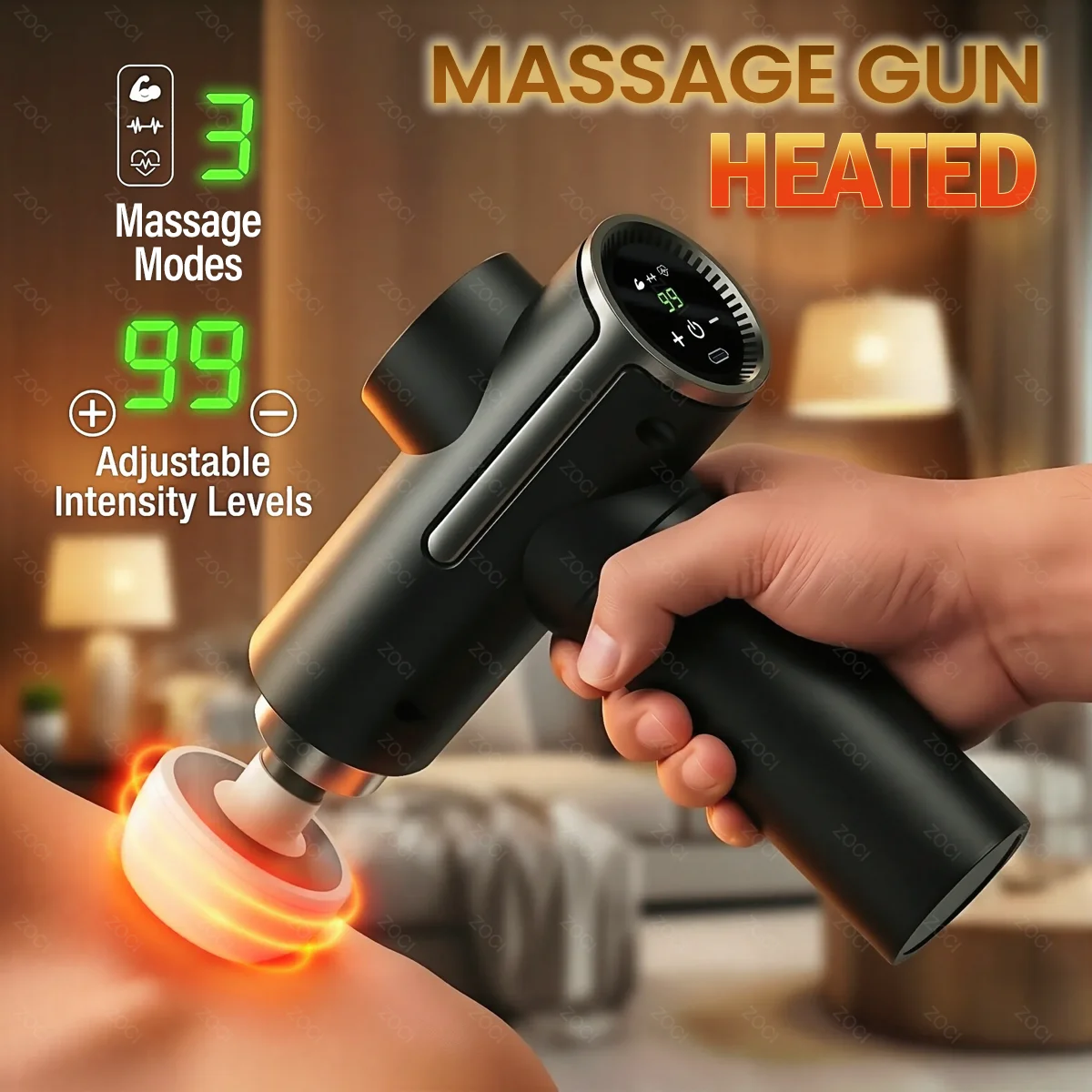 3 Mode 99 Speed Massage Gun Handheld Professional Electric Fascia Gun With Heat Head Mini Portable Muscle Massager For Home Gym