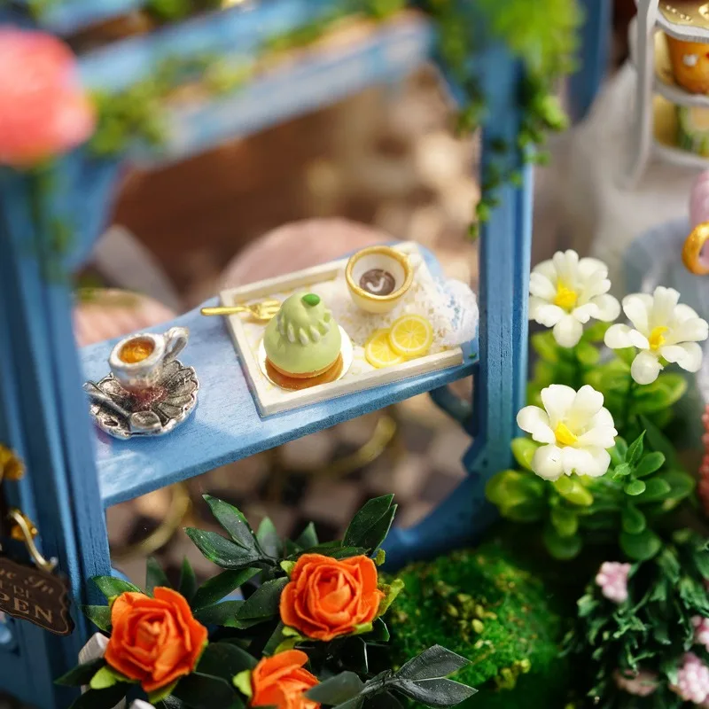 DIY Miniature Rose Garden Tea House - Delicate Wooden Villa Model Kit, Handmade Creative Gift for Women