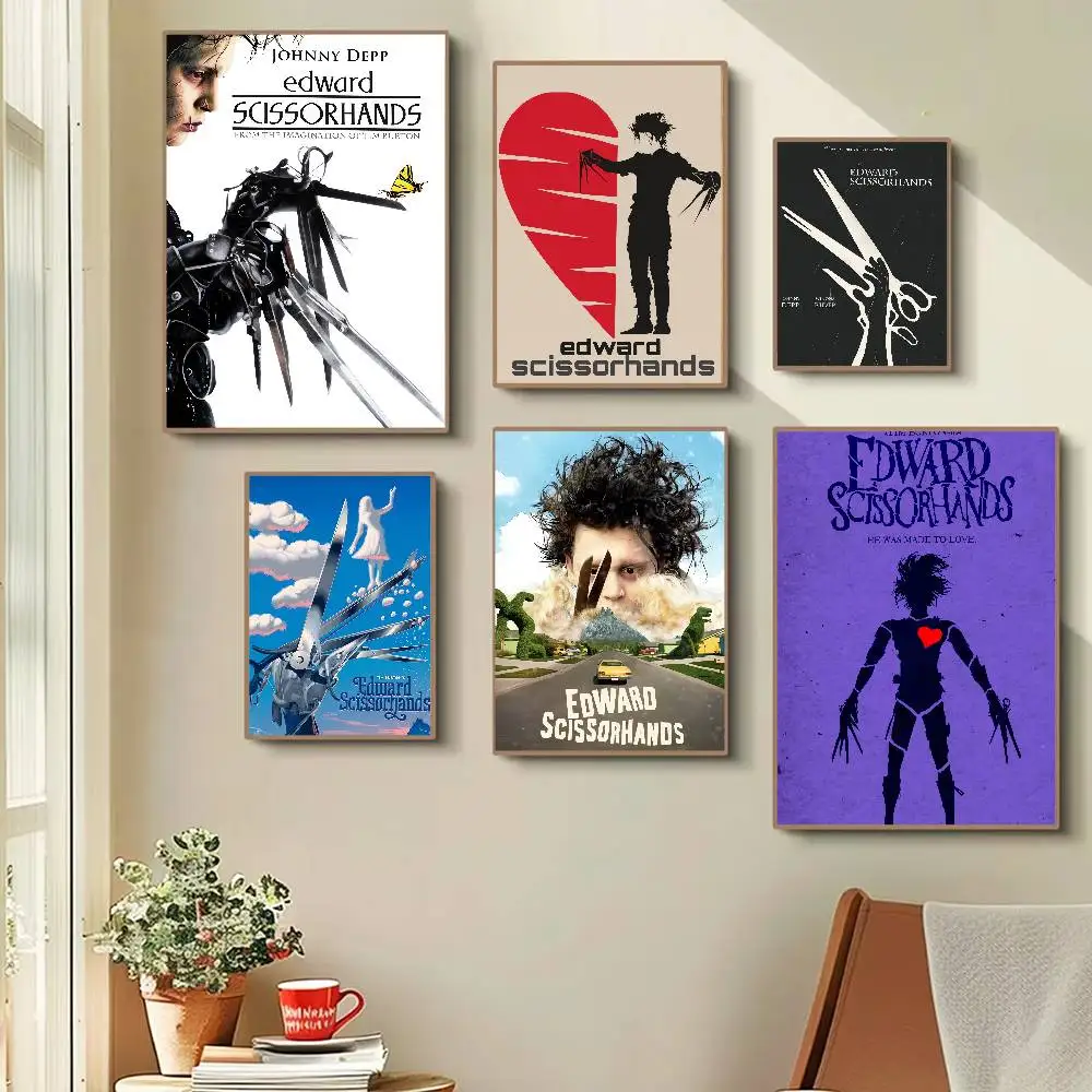 Movie Edward Scissorhands Vintage Anime Poster Wall Art For Study Living Room Decor Unique Home Decoration Pictur