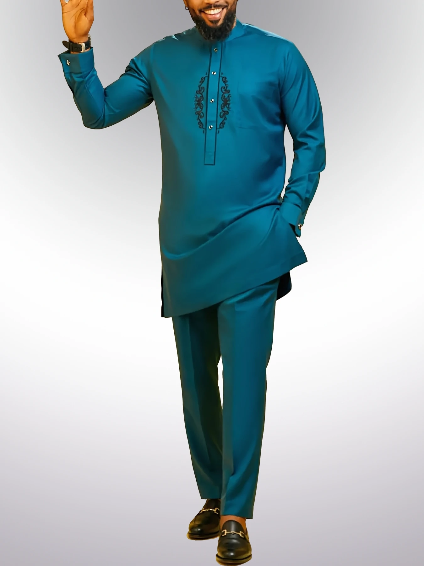 2024 Afrikanische Männer Traditionelle Kleidung Nigerianischen Kaftan Eleganten Druck Stoff Mode Ethnische Trends Kostüme Mode Tragen Anzug