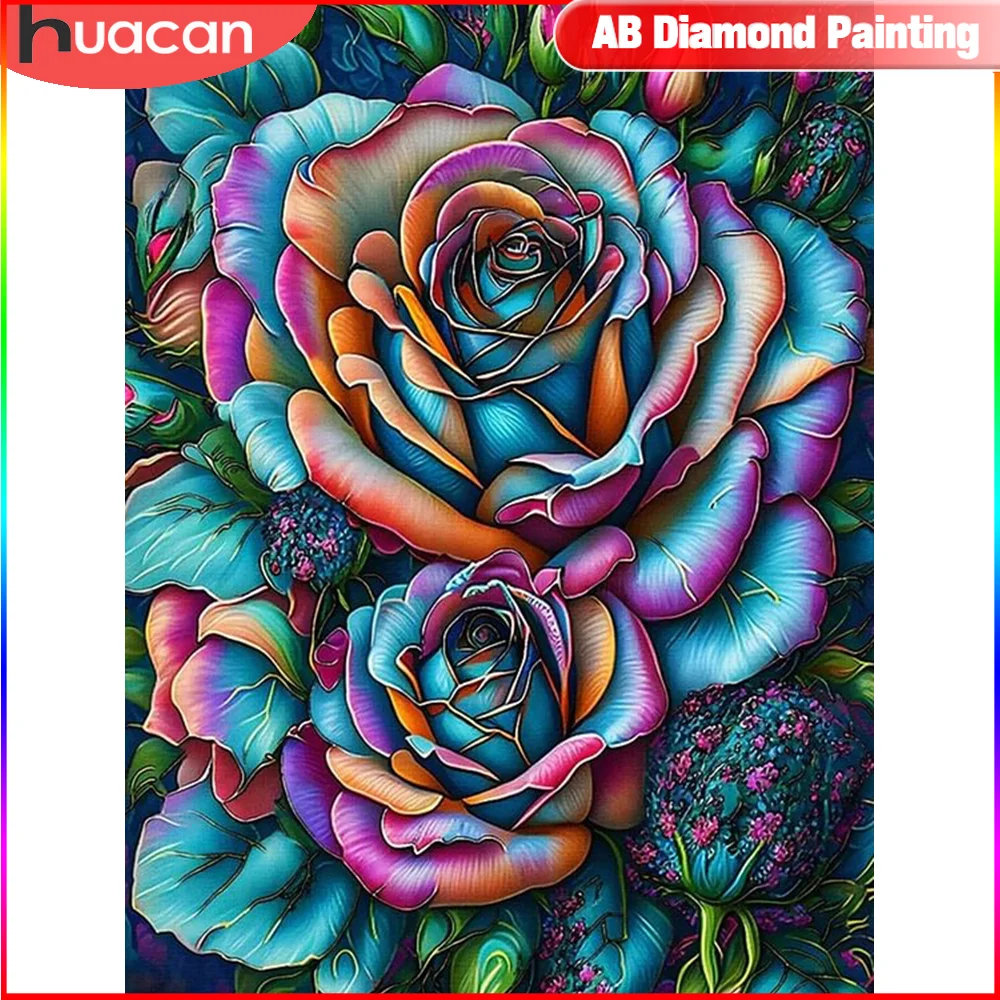 

HUACAN 5D DIY Diamond Painting Flower Rose AB Drill Mosaic Fantasy Decorative Paintings New Arrivals