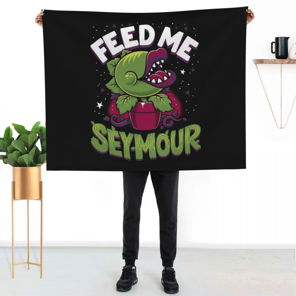 Spooky Horror Feed Me - Creepy Cute Audrey Plant - Horror Musical Throw Blanket Bed covers blankets ands Hair Blankets