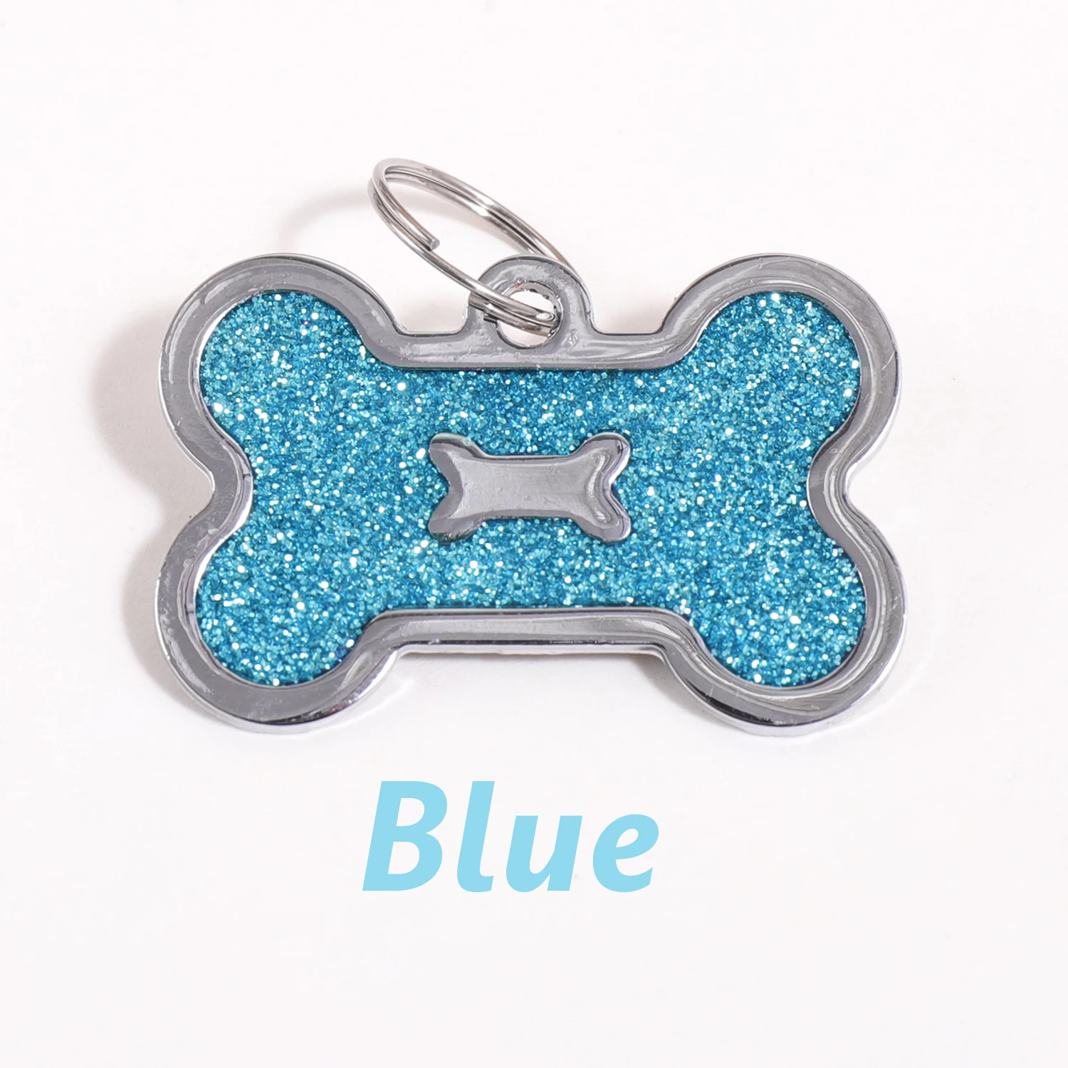 Gliterende gepersonaliseerde tekst hondenlabels, gepersonaliseerde naam honden ID-tag, laser gegraveerde tekst en nummer, halsband hanger, gepersonaliseerde naam huisdier ID-tag