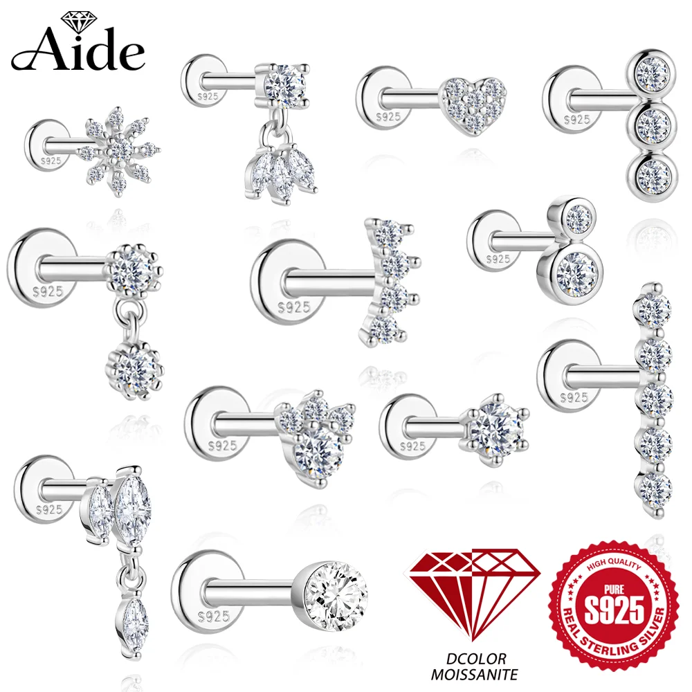 AIDE Classic Moissanite Snowflake/Heart/Horse eyes Tassel for Women 16G Flat Back Internal Thread Piercing, Anniversary Gifts
