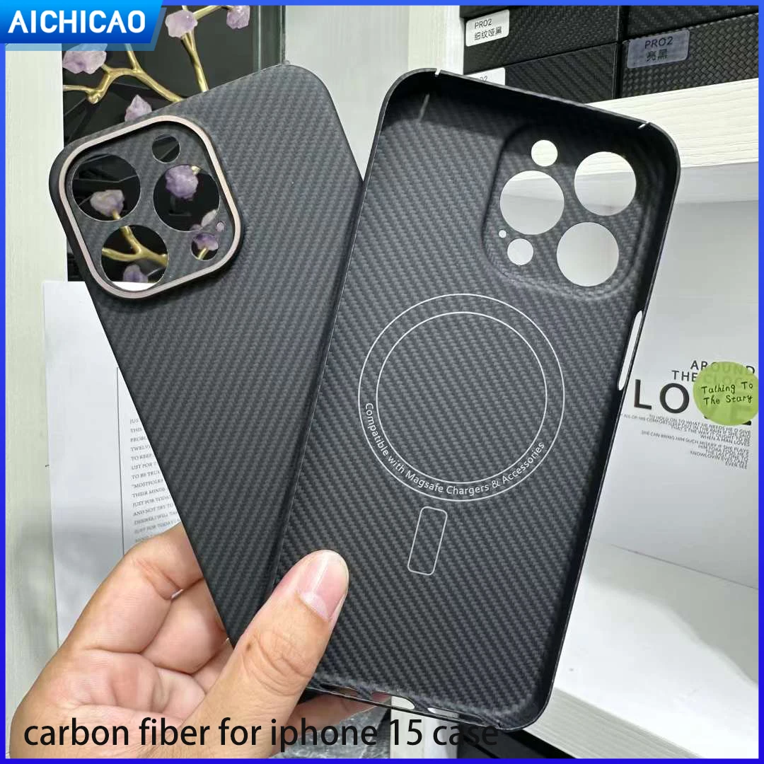 

ACC- 600D Real Carbon Magsafe Case For Iphone 15 Pro Max Case Aramid Fiber Phone Case Ultra-thin Anti-fall Business 5G Shell