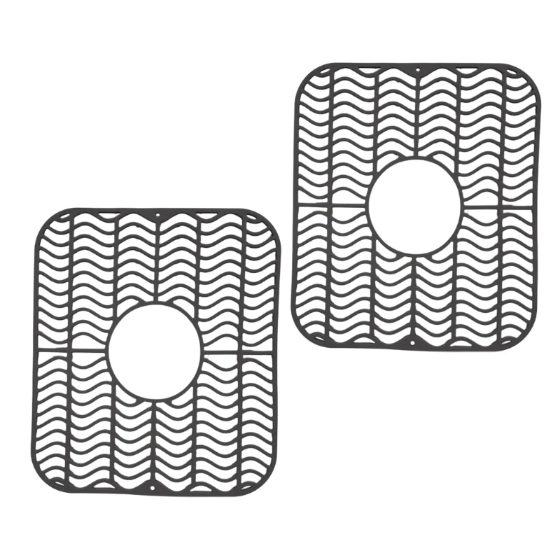  Set Of 2 Grooved Rubber Sink Guards Defend Cookware From Damage And Improve Kitchen Safety