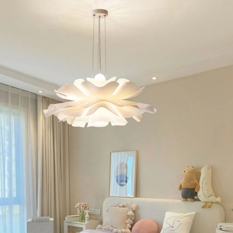 PVC Plastic Lamp Cover Lampshade White Petal Lampshade Wave Hanging Lampshade Flower Half Round Pendant Lamp Cover Home Decor