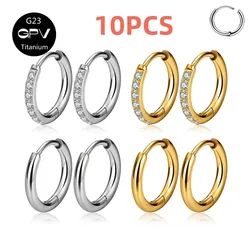 10PCS Titanium G23 Double-Sided Open Earrings Multiple Specifications Classic Perforated Tragus Open Ring For Men And Women
