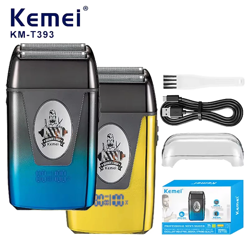 Kemei KM-T393 USB Charging Electric Shaver For Men Reciprocating Twin Blade Razor Shaver Beard Trimmer Shaving Machine