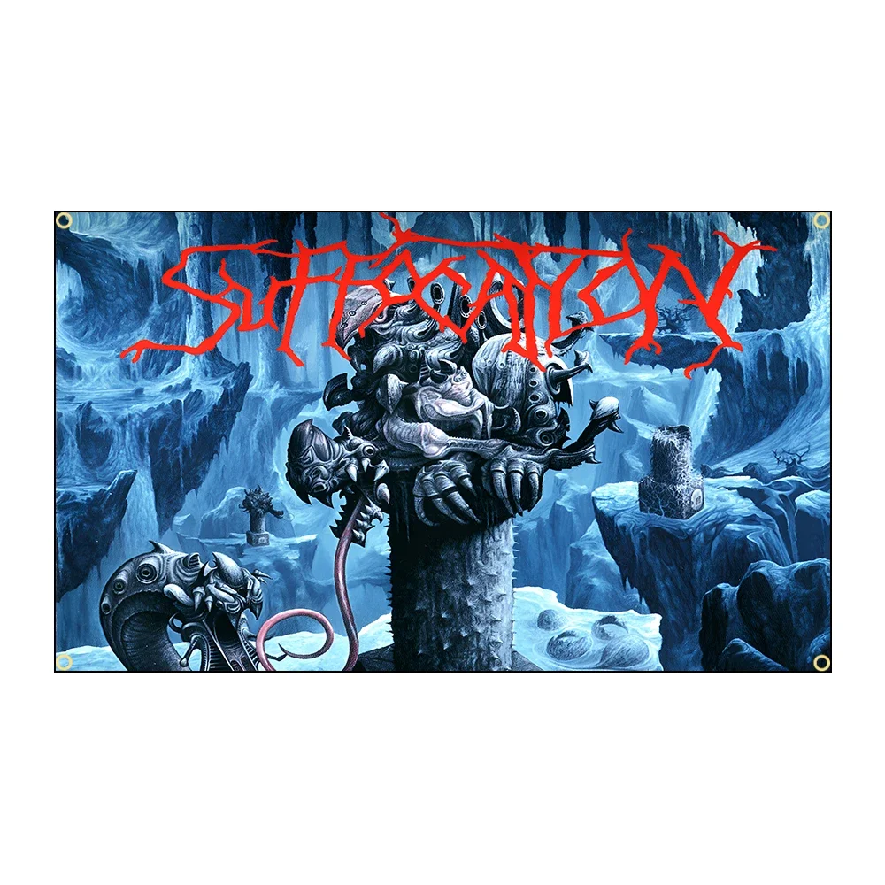 90x150cm 3X5FT Suffocations Band Flag Death Metal Band Polyester Printed Banner For Decor