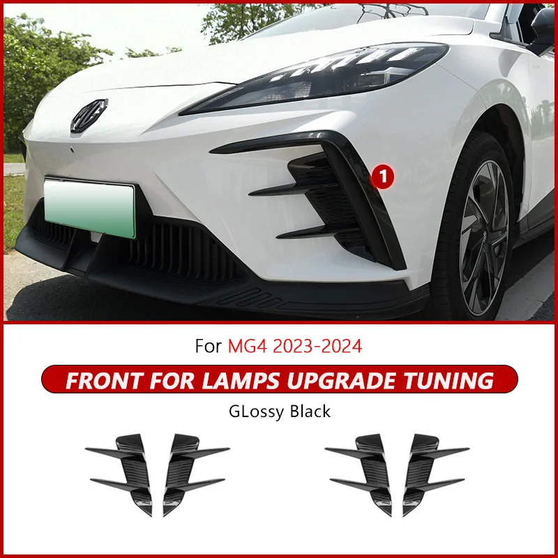 

For MG4 EV 2023-2024 Front Bumper Body Tuning Glossy ABS Exterior Modification Parts For Decorative Fog Lamp Blade Trim Cover