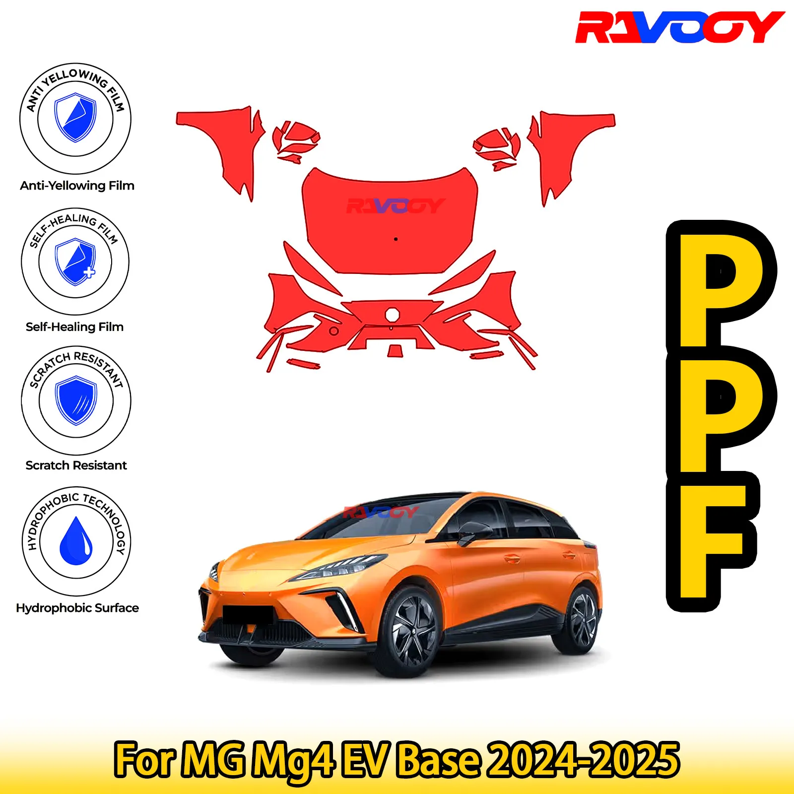 

For MG Mg4 EV Base 2024-2025 Glossy Matte Black Precut front PPF Kit Paint Protection Film