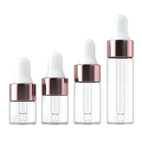 10/20pcs Mini Dropper Bottles Glass Empty Essential Oil Aromatherapy Bottles Rose Gold Cap Pipettes Bottles 1ml 2ml 3ml 5ml