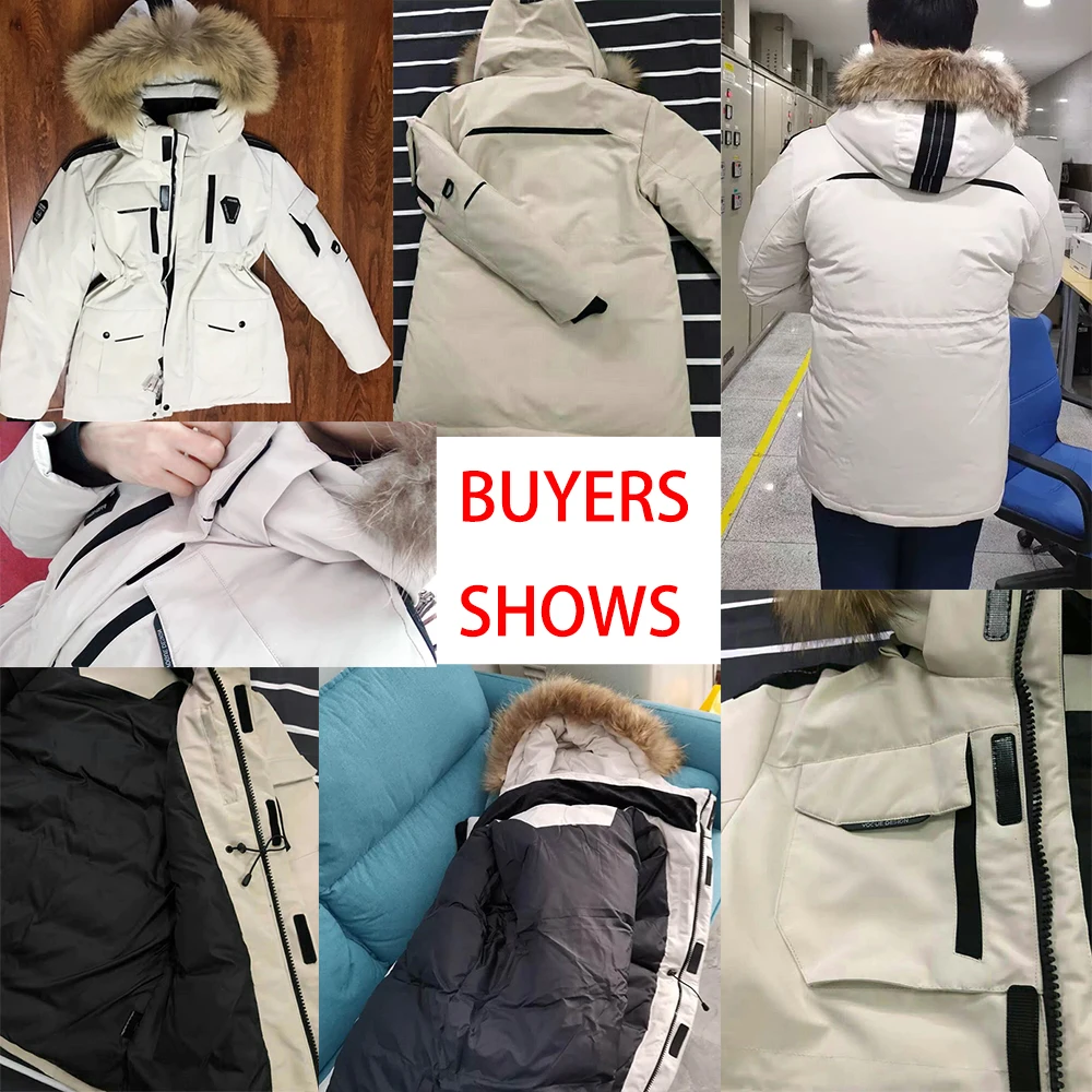 Jaket Bawah Pria Tebal dengan Kerah Bulu Asli Besar Jaket Hangat-Mantel Musim Dingin Tahan Air Kasual Pria 30 Derajat Ukuran 3XL