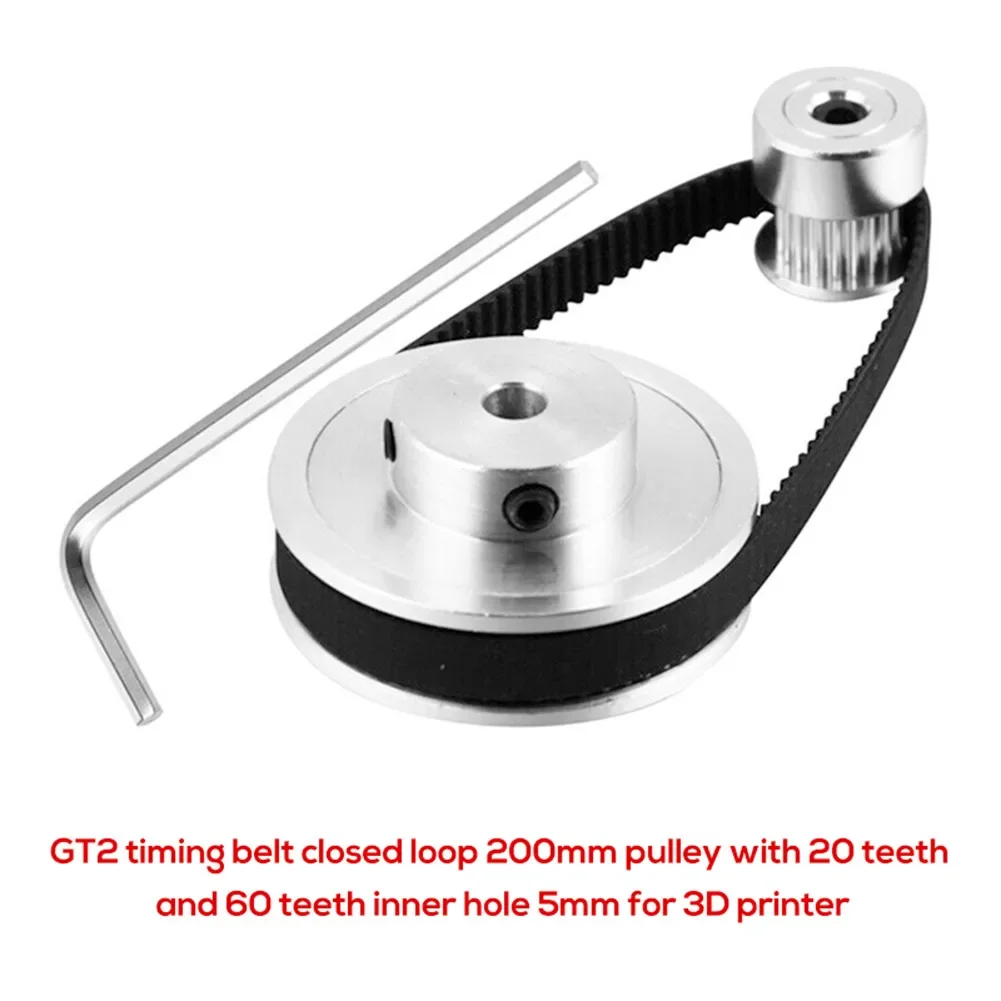 

Complete Timing Belt Set Includes 200mm Closed Loop Belt and Aluminum Pulleys (20 Teeth & 60 Teeth) for Reliable Performance