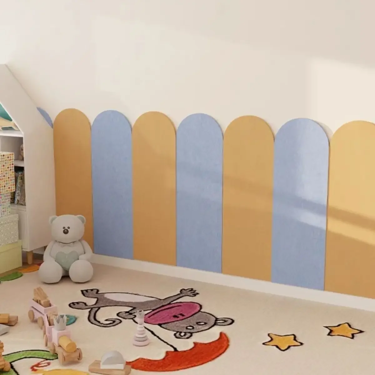 Nordic Anti Collision Pasting Children's Room Felt Wall Sticker Bed Enclosure Decorative Moisture-proof Dirt Proof Self-adhesive