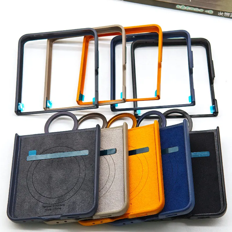 Samsung Galaxy Z Flip7 Flip 7 Luksusowe etui na telefon Ultracienkie magnetyczne etui z ekologicznej skóry z pierścieniem na palec Z Flip7 Ochronna obudowa — zdjęcie produktu 2